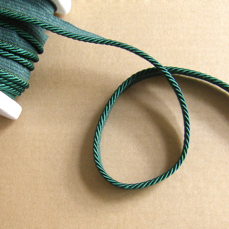Flanged rope  piping cord - dark sea green