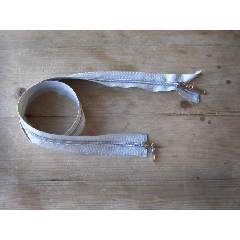 double slider zip - light gray -75cm
