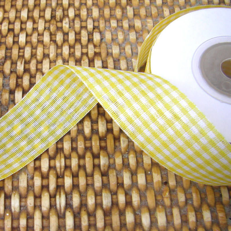 Gingham ribbon - 25mm - yellow