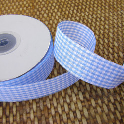 Gingham ribbon - 25mm - blue- small check