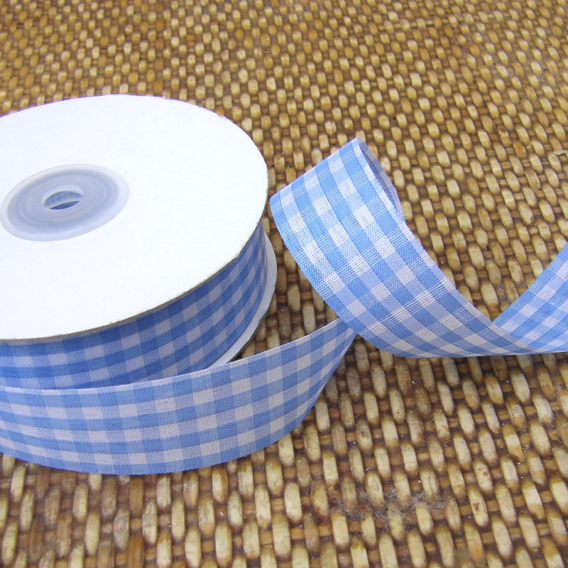 Gingham ribbon - 25mm - blue - large check