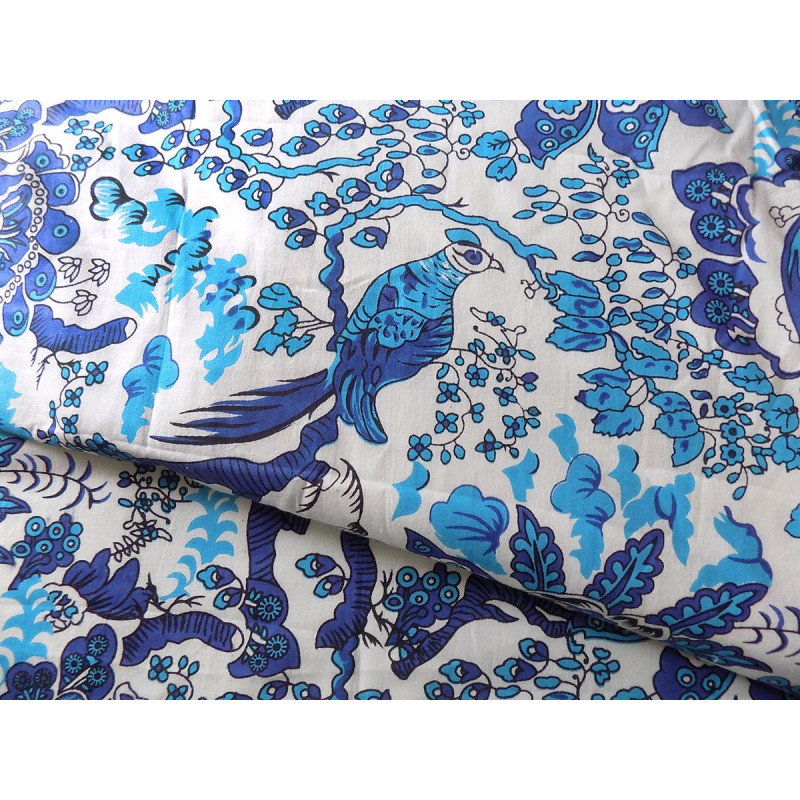  Cotton Hand Block Print fabric in blue