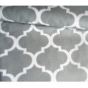 Half panama fabric - Moroccan Quatrefoil  - grey&white 