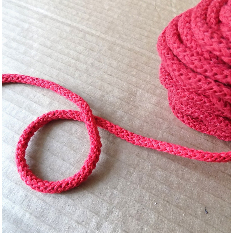 Braided Cotton Cord 5mm - red