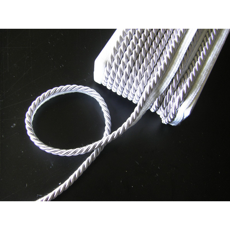  Thick flanged rope  piping cord 8mm - silver grey