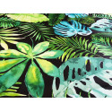 Waterproof fabric - Watercolour Tropical  Leaves on black