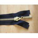 metal zip - black  - gold teeth - 55cm decorative puller