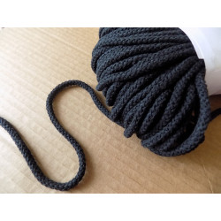 Braided Cotton Cord 5mm - black 50m