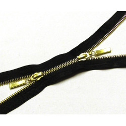 double slider metal zip - black - gold 70cm 