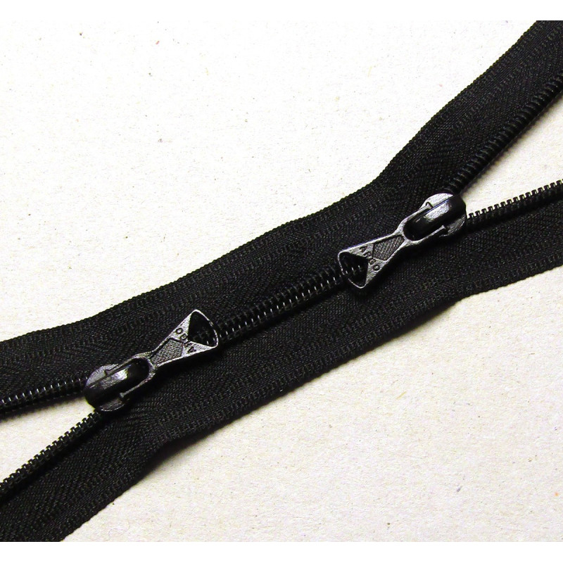 double slider zip - black - plastic coil zip - 130cm long