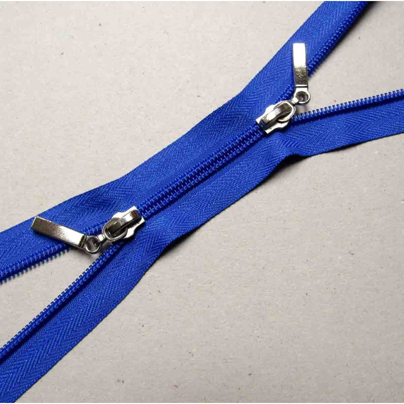 coil plastic double slider zip - blue - 75cm 