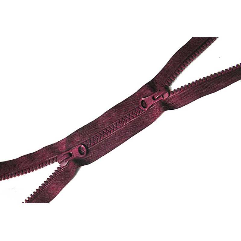 double slider chunky zip - burgundy  -110cm 