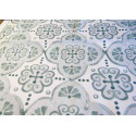 Moroccan pattern - Green watercolor mosaic - heavy panama fabric