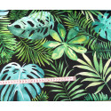 Waterproof fabric - Watercolour Palm Leaves on black