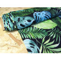 Waterproof fabric - Watercolour Palm Leaves on black- remnant 0.3m