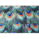 Peacock feather curtain in orange - water resistant fabric