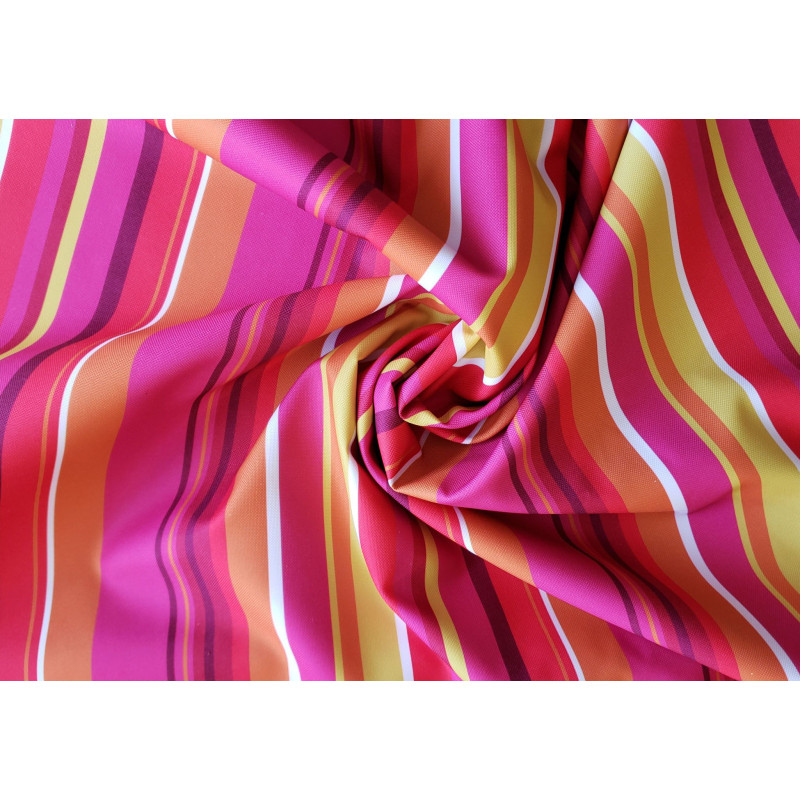Outdoor water resistant  fabric - Mexican stripe - fuchsia