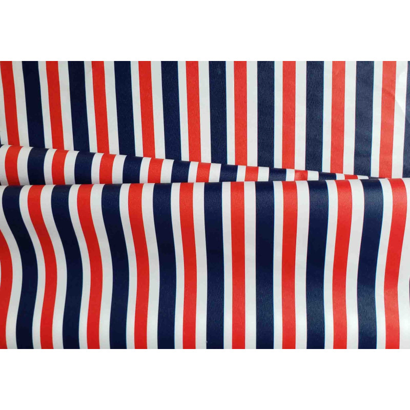 Outdoor 100% waterproof fabric - navy-white- red stripes