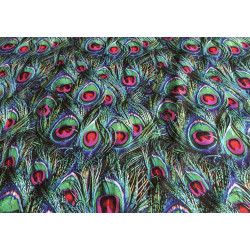 Peacock feather curtain in orange - water resistant fabric