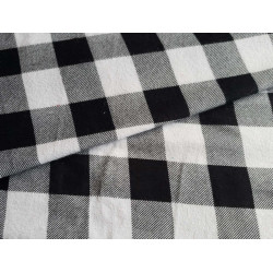 Brushed cotton fabric -  Buffalo check - white&black