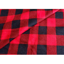Brushed cotton fabric -  Buffalo check - red&black