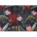 Water- resistant fabric - Tropical plants on graphitegrey