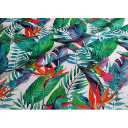 Watercolor hummingbirds on tropical plants - water-resistant fabric