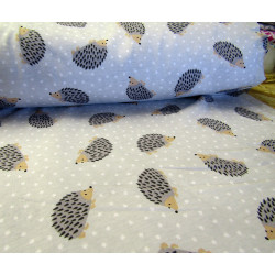 Cotton interlock jersey - Hedgehogs on grey- remnant 40/170cm