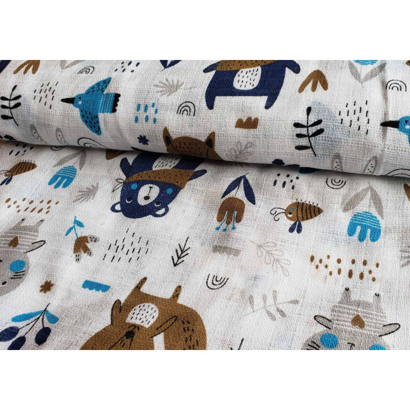 Cotton double gauze fabric - cats in glasses