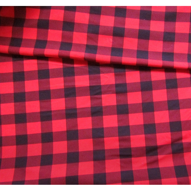 Sweatshirt jersey fabric - Buffalo check-  red&black remnant 0.4m
