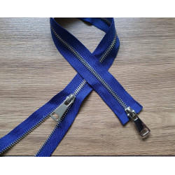 double slider nickel metal zip - royal blue - 90cm