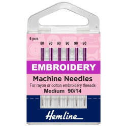 Sewing Machine Needles: Embroidery: Medium 90(14): 6 Pieces